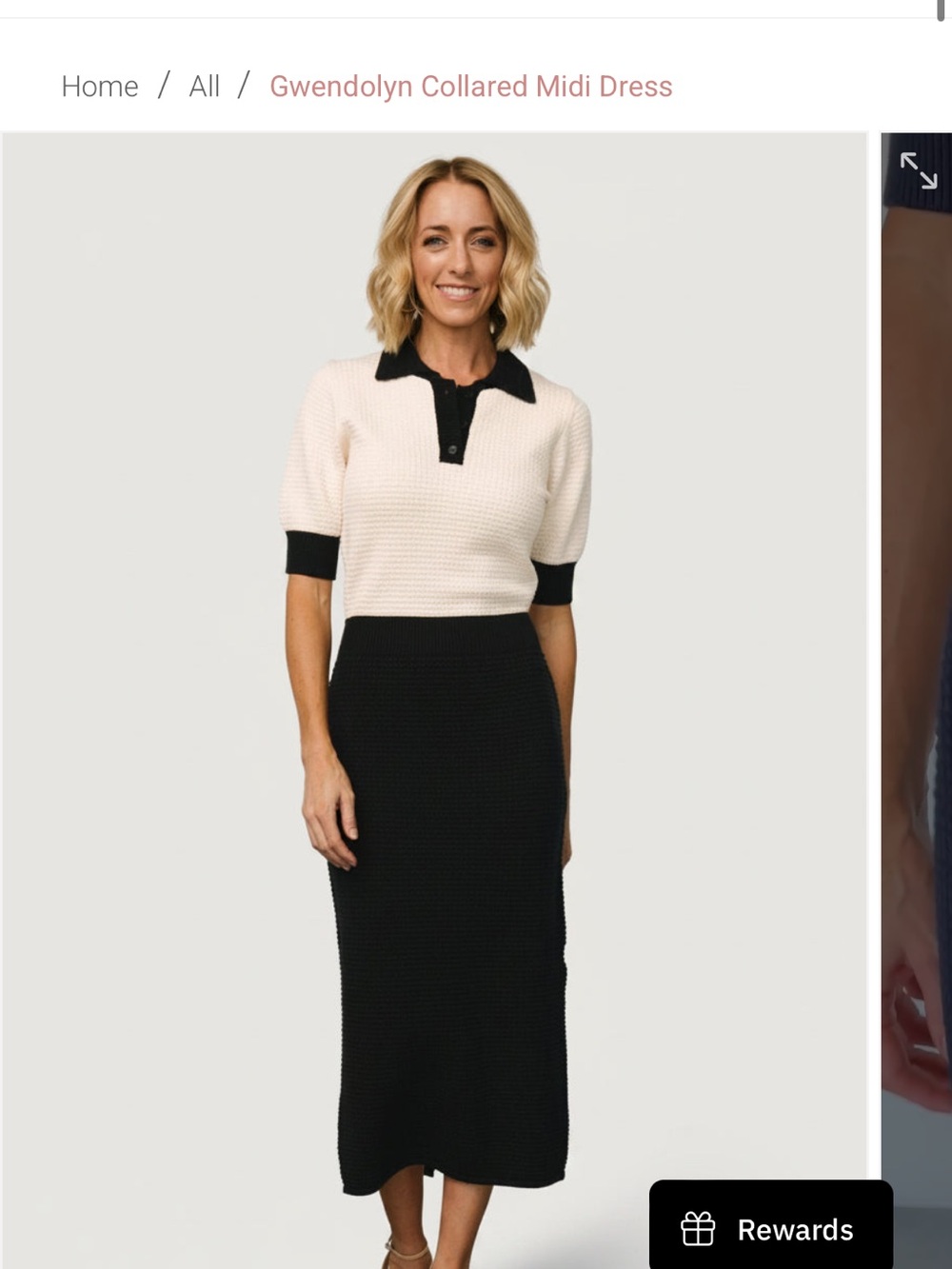 Baltic Born Two-Tone Collared Midi Dress - Black & Cream